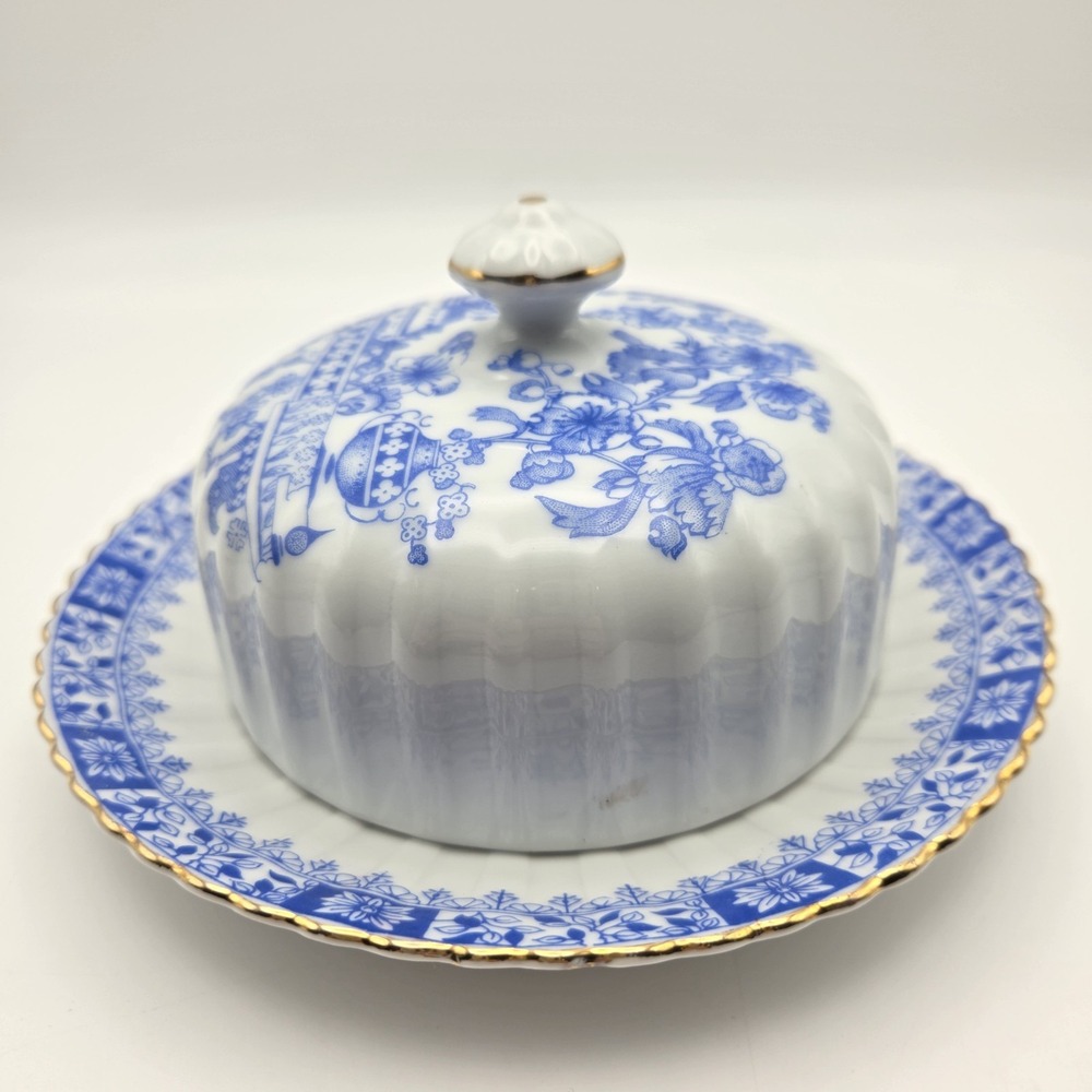 Vintage China Blau Bavaria Asian Pattern Blue & White Butter Dish Germany - Picture 2 of 14